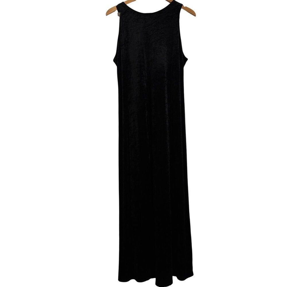 Eileen Fisher Womens Black Velvet Sleeveless Maxi Dress Made In USA, Size L - Picture 3 of 8